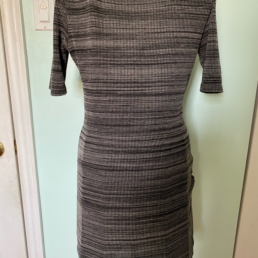 Ribbed Asymmetric Grey Dress